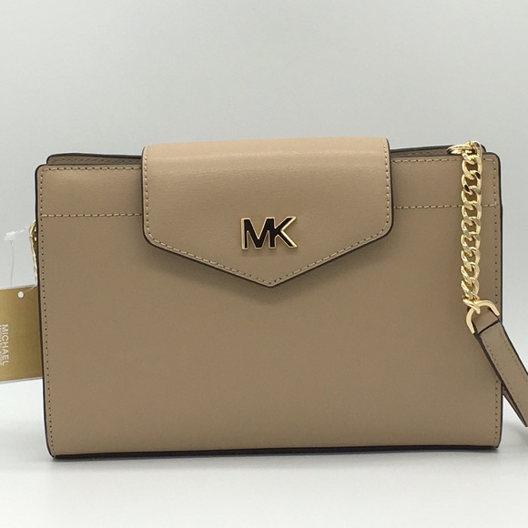 Michael Kors Handbags - MICHAEL KORS MOTT LG CLUTCH XBODY BISQUE